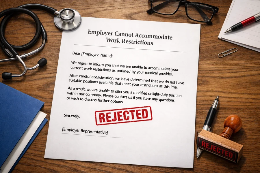 Employer Cannot Accommodate Work Restrictions Letter